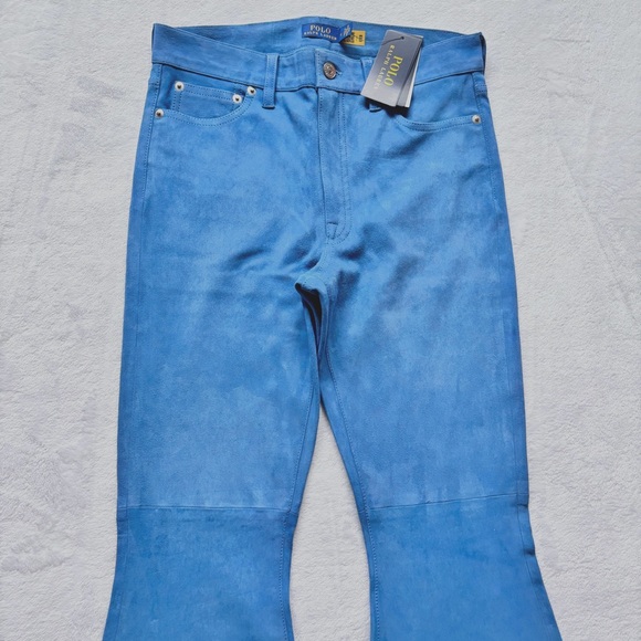 RARE! POLO RALPH LAUREN Blue Label Suede Super Flare Mid Rise Pants—NWT—6 - Picture 5 of 15